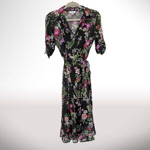 Calvin Klein Floral Print Midi Shirtdress Size 2